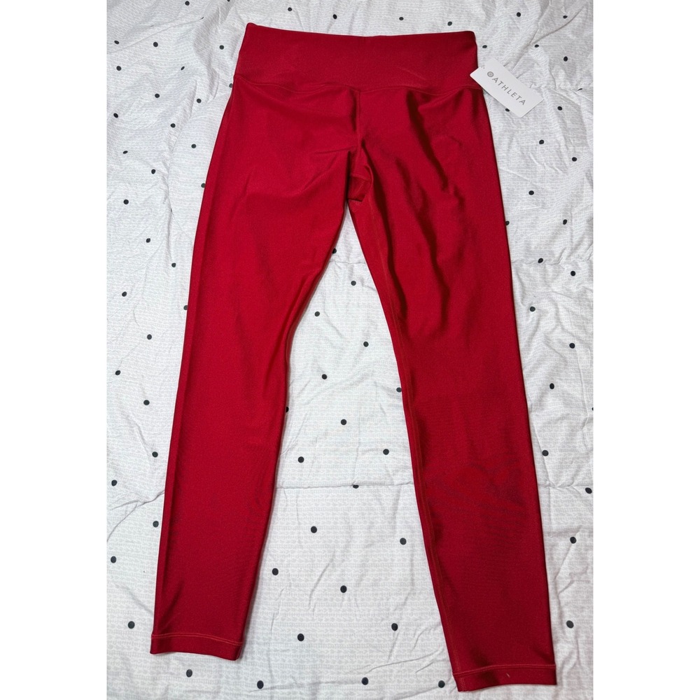 Athleta Elation Sheen‎ Tight Red Powervita High Rise Leggings 411015 Large NWT